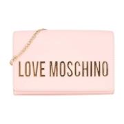 Love Moschino Rosa Axelväska med Metalliskt Logotyp Pink, Dam