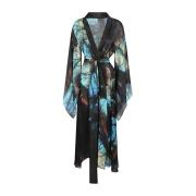 Mona Swims Silk Long Kimono MultiColour Klänning Multicolor, Dam