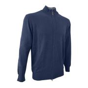 Cashmere Company Zip Sweater Blue, Herr