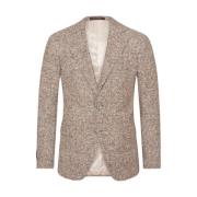 Oscar Jacobson Slim Fit Rutig Blazer Beige, Herr