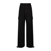 Off White Svarta Wide Leg Byxor Black, Herr