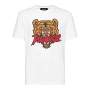 Dsquared2 Grafiskt Tryck T-shirt Vit White, Herr