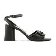 Emporio Armani Svarta Ankelrem Häl Sandaler Black, Dam