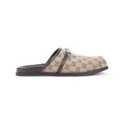 Gucci Beige Ebony Rhein Mule Skor Beige, Herr