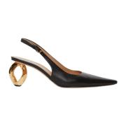 JW Anderson Kedja Häl Läder Slingback Sandaler Black, Dam