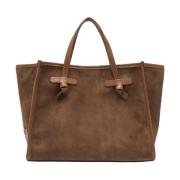 Gianni Chiarini Miss Marcella Suede Tote Bag Brown, Dam