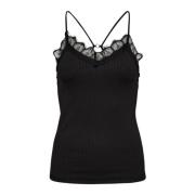 Co'Couture Rib Lace Tank Top Svart Black, Dam