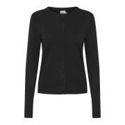 Saint Tropez Enkel Svart Cardigan med Knappar Black, Dam