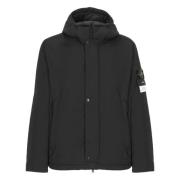 Stone Island Svart Huva Jacka med Dragkedjefickor Black, Herr