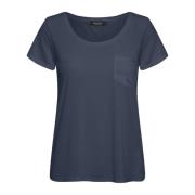 Soaked in Luxury Marinblå Ficka T-shirt Topp Blue, Dam