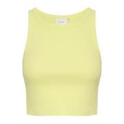 Gestuz Solig Lime Ribbad Crop Top Yellow, Dam