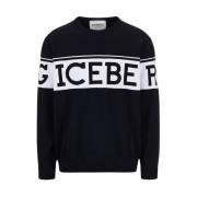 Iceberg Blå Logo Crewneck Sweater Blue, Herr