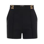 Elisabetta Franchi Crepe shorts med logoplaketter Black, Dam