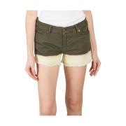 Five Jeans Denim Shorts med Fransad Kant Brown, Dam