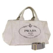 Prada Vintage Pre-owned Canvas handvskor Gray, Dam