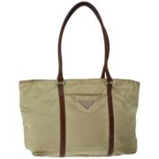 Prada Vintage Pre-owned Nylon handvskor Beige, Dam