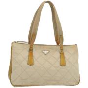 Prada Vintage Pre-owned Nylon handvskor Beige, Dam