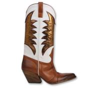 Elena Iachi Bruna Cowboy Boots med Vita Detaljer Brown, Dam