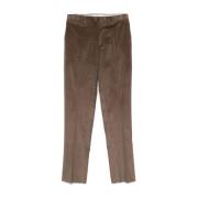 Canali Khaki Bomullscorduroy Byxor Rak Passform Brown, Herr