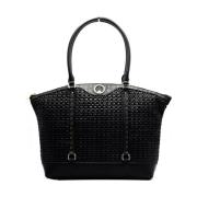 Pollini Svart Shopper Väska i Syntetiskt Material Black, Dam