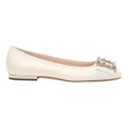 Roger Vivier Spetsig Tå Ballerina Flats Beige, Dam