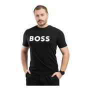 Hugo Boss Herr T-shirt Svart Bomull Rund Hals Black, Herr