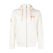 Sun68 Fluo Logo Zipped Hoodie Beige, Herr