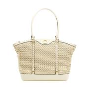 Pollini Naturlig Straw Shopper Väska Beige, Dam