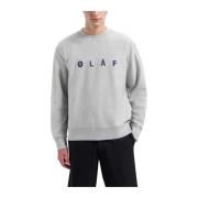 Olaf Hussein Broderad Crewneck Tröja Gray, Herr