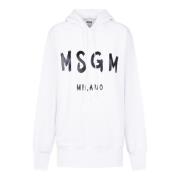 Msgm Vit Hoodie Stilfullt Tillägg Garderob White, Dam