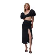 Undress Code Svart Midi Kjol med Slits Black, Dam