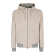 L.b.m. 1911 Ull Zip Hoodie med Kontrast Trim Beige, Herr