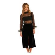 Undress Code Sammet Midi Kjol med Slits Black, Dam