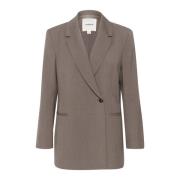 Soaked in Luxury Oversize Blazer Jacka Morel Melange Gray, Dam