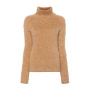 Sportmax Kamelull Turtle-Neck Sweater Brown, Dam