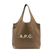 A.p.c. Tote Bag Ninon Grå Slät Läder Brown, Dam