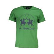 La Martina Elegant Grön Bomull T-shirt med Ikonisk Tryck Green, Herr