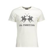 La Martina Krispigt Vitt Bomull T-shirt med Rund Hals White, Herr