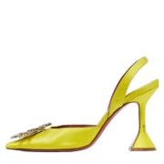 Amina Muaddi Pre-owned Pre-owned Satin klackskor Yellow, Dam