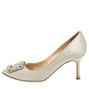 Manolo Blahnik Pre-owned Pre-owned Satin klackskor Gray, Dam