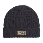 Emporio Armani EA7 Svart Mjuk Hatt med Logopatch Black, Herr