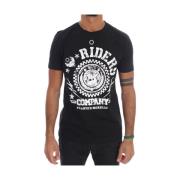 Frankie Morello Elegant svart T-shirt med 'RIDERS'-motiv Black, Herr