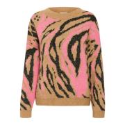 Saint Tropez Gucciasz Pullover Stickad Nuthatch Multicolor, Dam