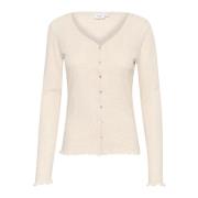 Saint Tropez Grå Melange Cardigan Top Beige, Dam