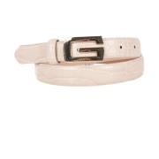 Guess Croco Logo Spänne Bälte - Beige Pink, Dam