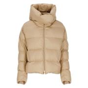 Pinko Beige Vadderad Jacka Hög Hals Beige, Dam