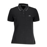 Napapijri Elegant svart polotröja med brodyr Black, Dam