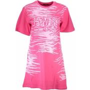 Cavalli Class Elegant Rosa Print Klänning Korta ärmar Pink, Dam