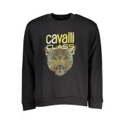 Cavalli Class Elegant Fleece Sweatshirt i Svart Black, Herr