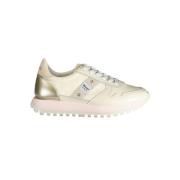 Blauer Beige Polyester Sneaker med Kontrastdetaljer Beige, Herr